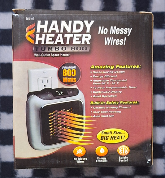 Handy Heater 800 Watts Wall Outlet Space Saving Heater