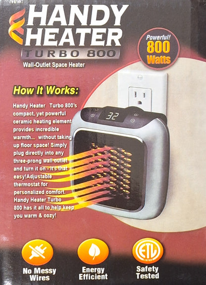 Handy Heater 800 Watts Wall Outlet Space Saving Heater