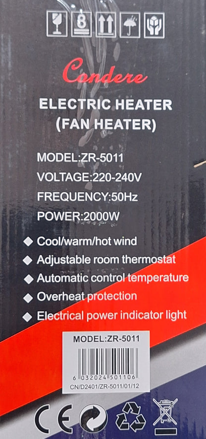 Condere Electric Fan Heater 2000 Watts