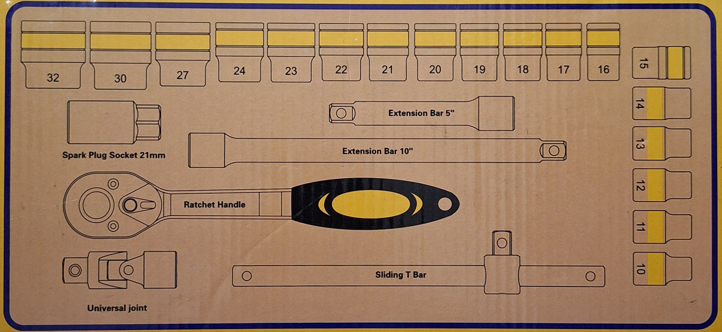 AIYI 24pcs 1/2" Socket Set