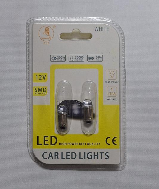 12V SMD Hyper LED Car Lights - White Single Contact