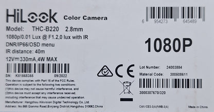 Hilook Turbo 1080P HD 2.8mm Color Camera