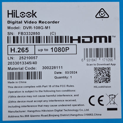 HiLook 8 Channel Turbo HD DRV