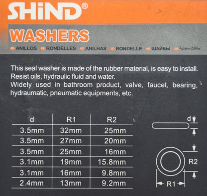 Shind 2.4x13mm Rubber Washers - 66pcs