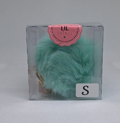 Custom Resin Letter Keychain With a Turquoise Pom Pom - Letter S