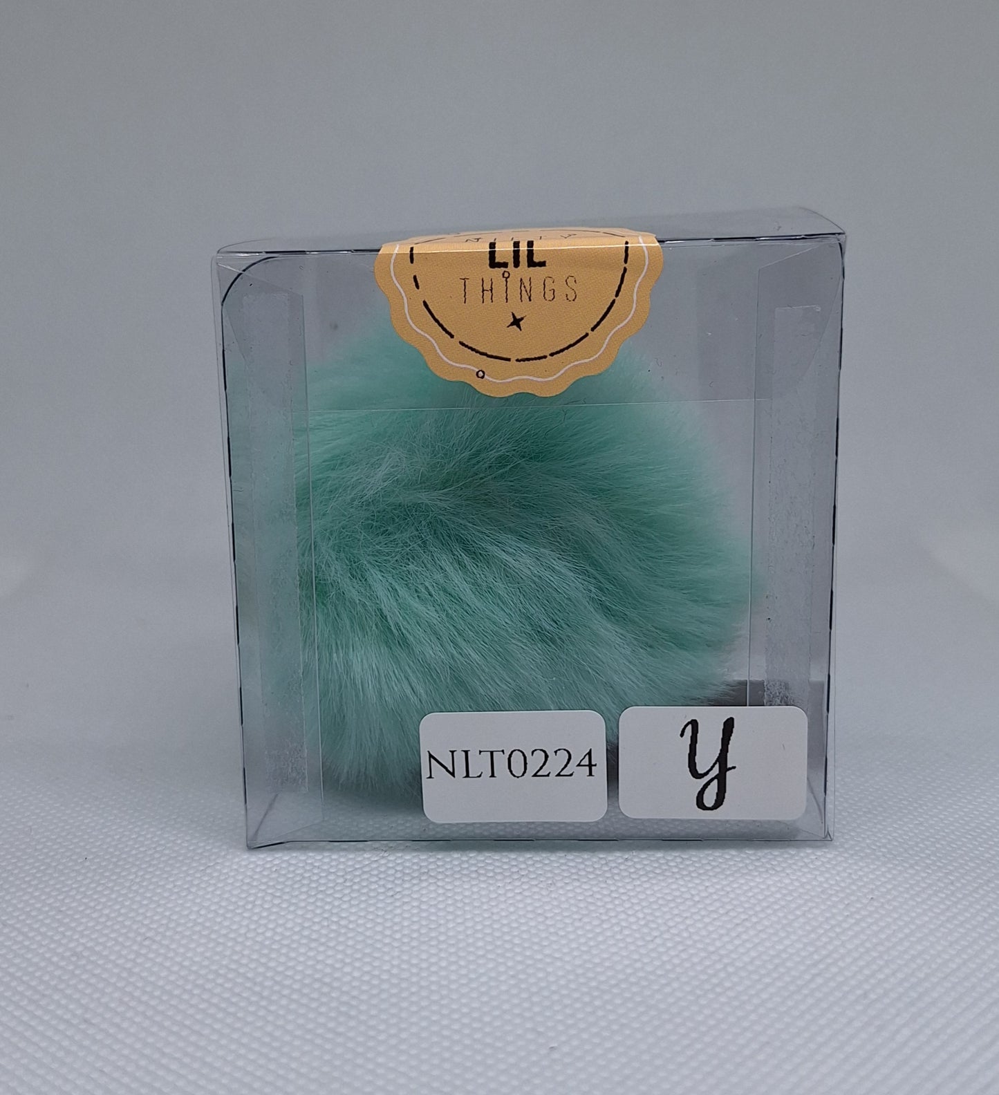 Custom Resin Letter Keychain With a Turquoise Pom Pom - Letter Y