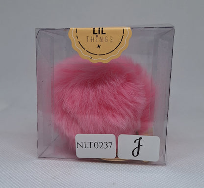 Custom Resin Letter Keychain With a Pink Pom Pom - J