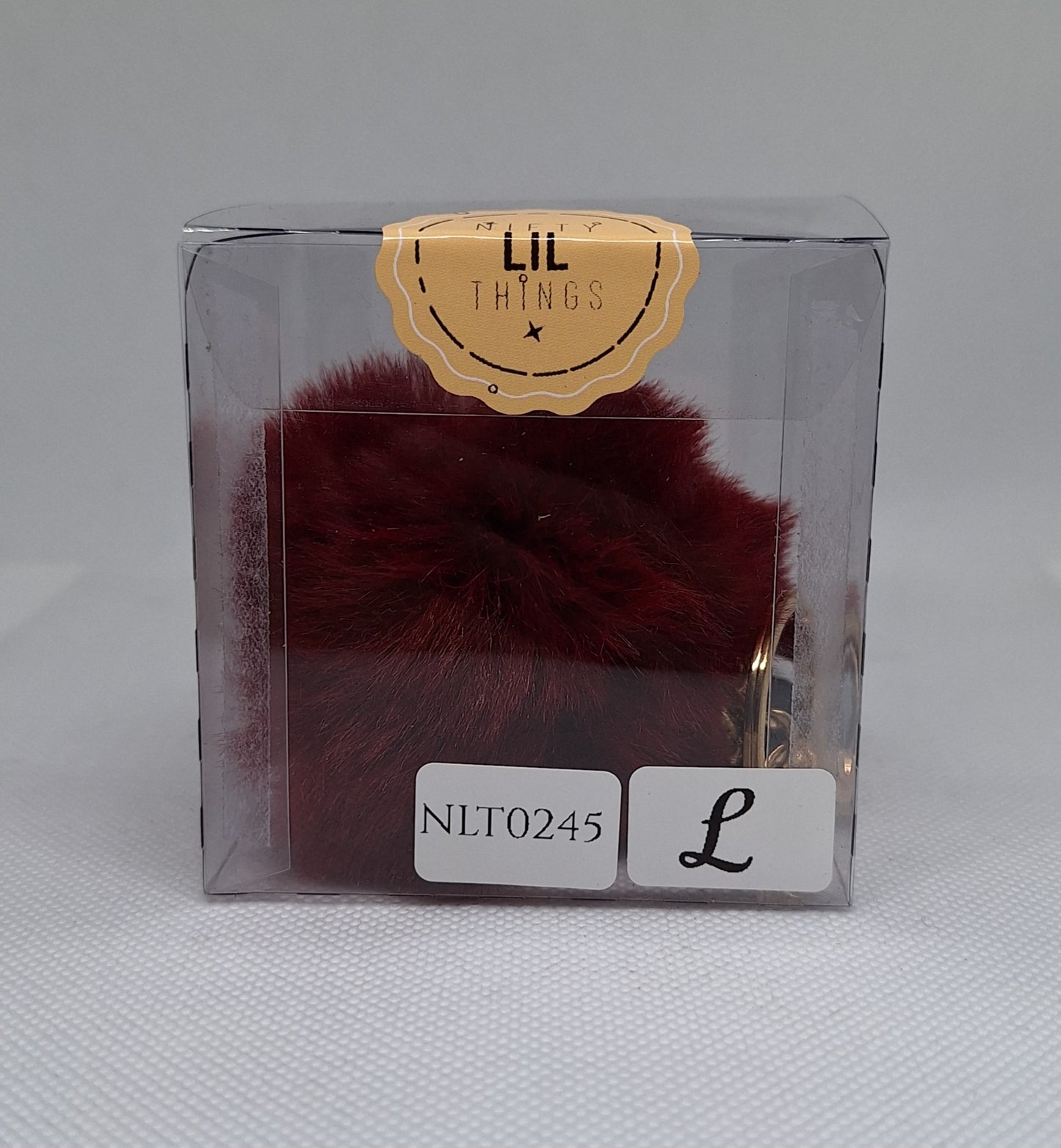 Custom Resin Letter Keychain With a Maroon Pom Pom - L