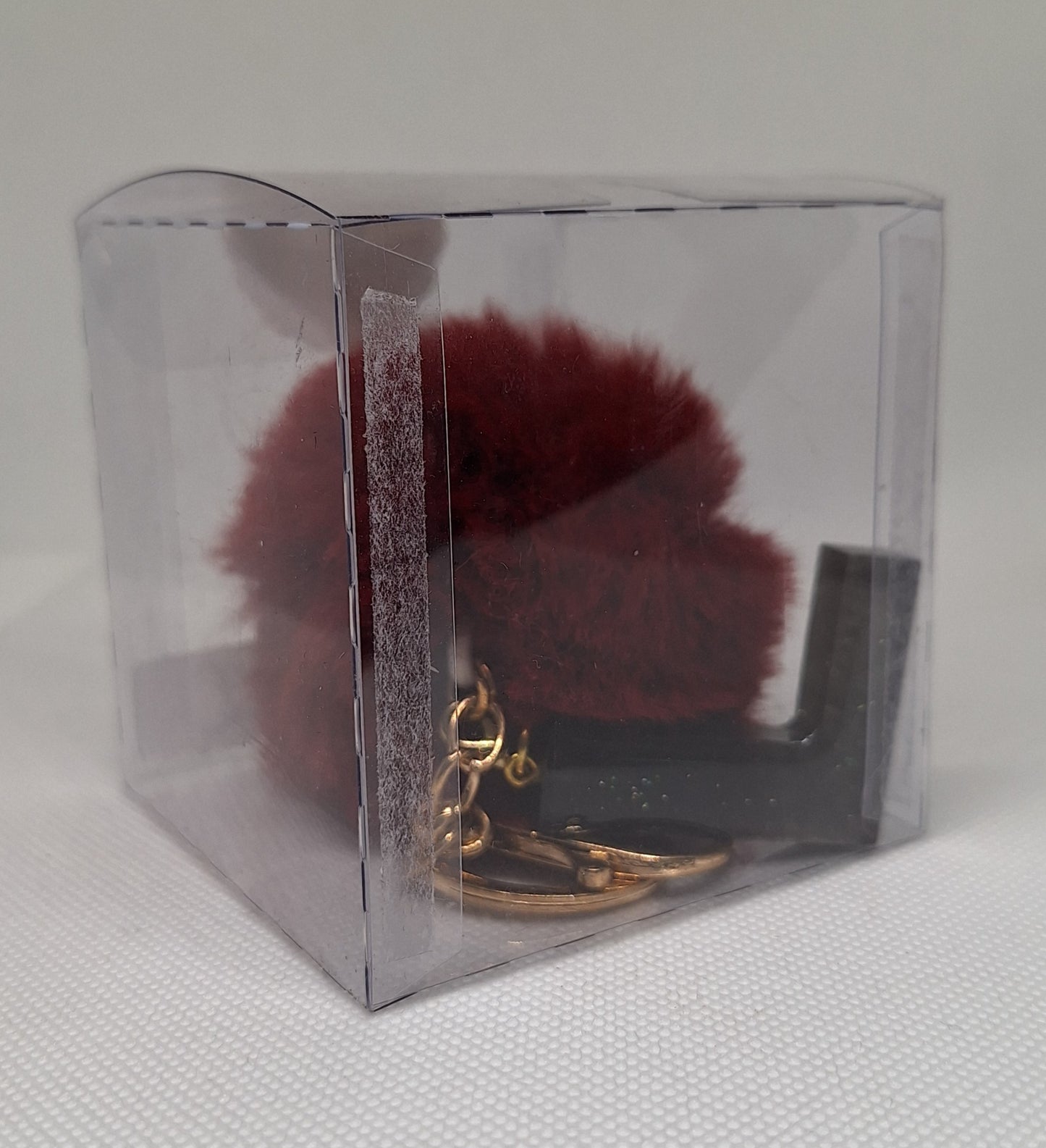 Custom Resin Letter Keychain With a Maroon Pom Pom - L