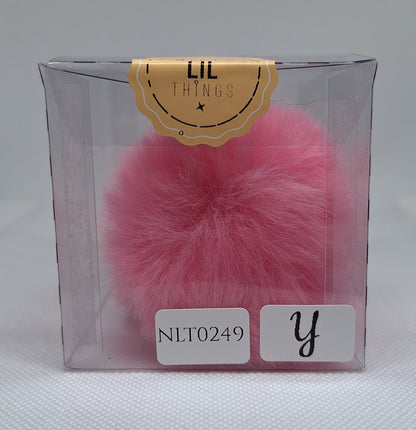 Custom Resin Letter Keychain With a Pink Pom Pom - Y