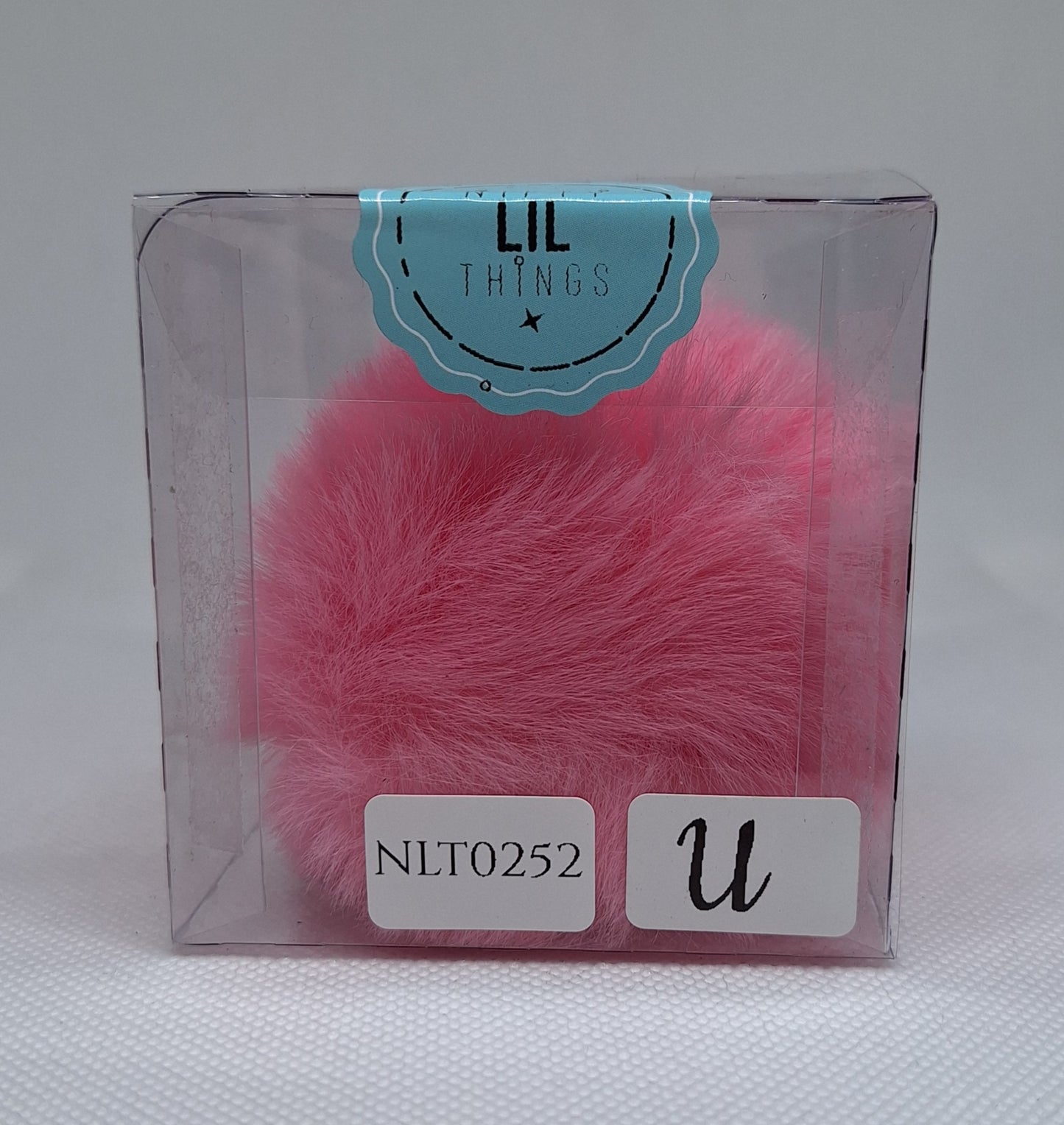 Custom Resin Letter Keychain With a Pink Pom Pom - U