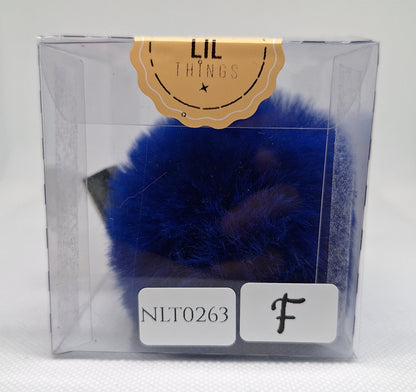 Custom Resin Letter Keychain With a Blue Pom Pom - F