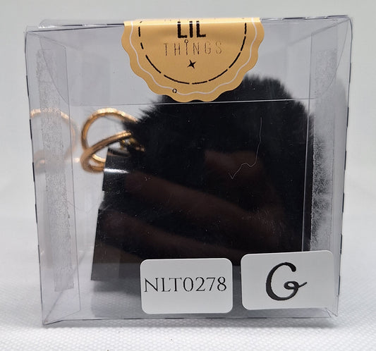 Custom Resin Letter Keychain With a Black Pom Pom - G