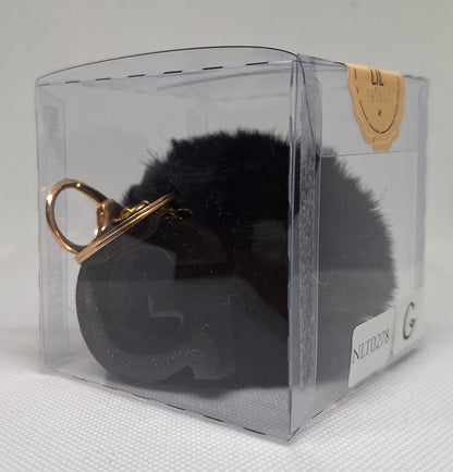 Custom Resin Letter Keychain With a Black Pom Pom - G