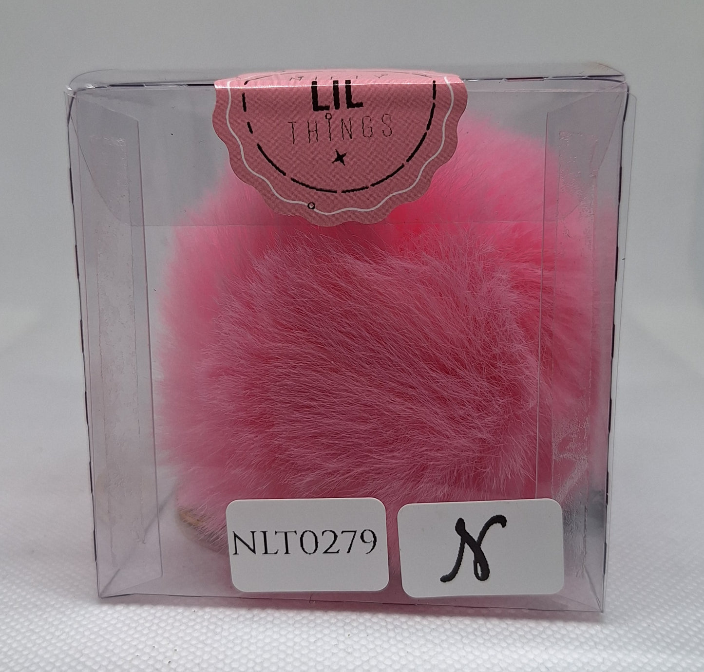 Custom Resin Letter Keychain With a Pink Pom Pom - N