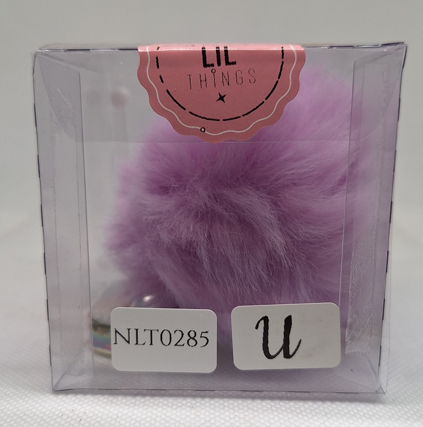 Custom Resin Letter Keychain With a Pink Pom Pom - U