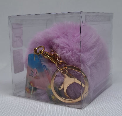 Custom Resin Letter Keychain With a Purple Pom Pom - A