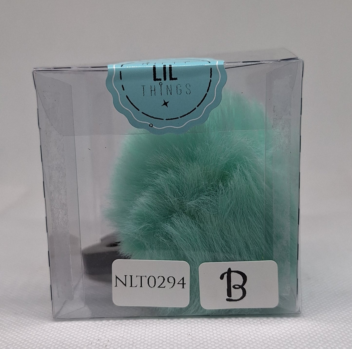 Custom Resin Letter Keychain With a Turquoise Pom Pom - B