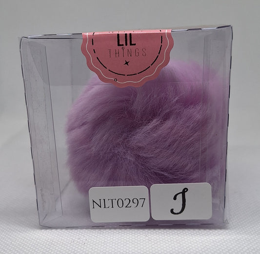 Custom Resin Letter Keychain With a Purple Pom Pom - J