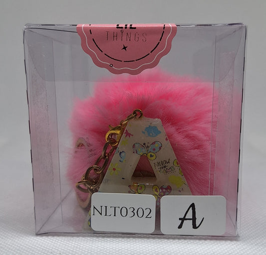 Custom Resin Letter Keychain With a Pink Pom Pom - A