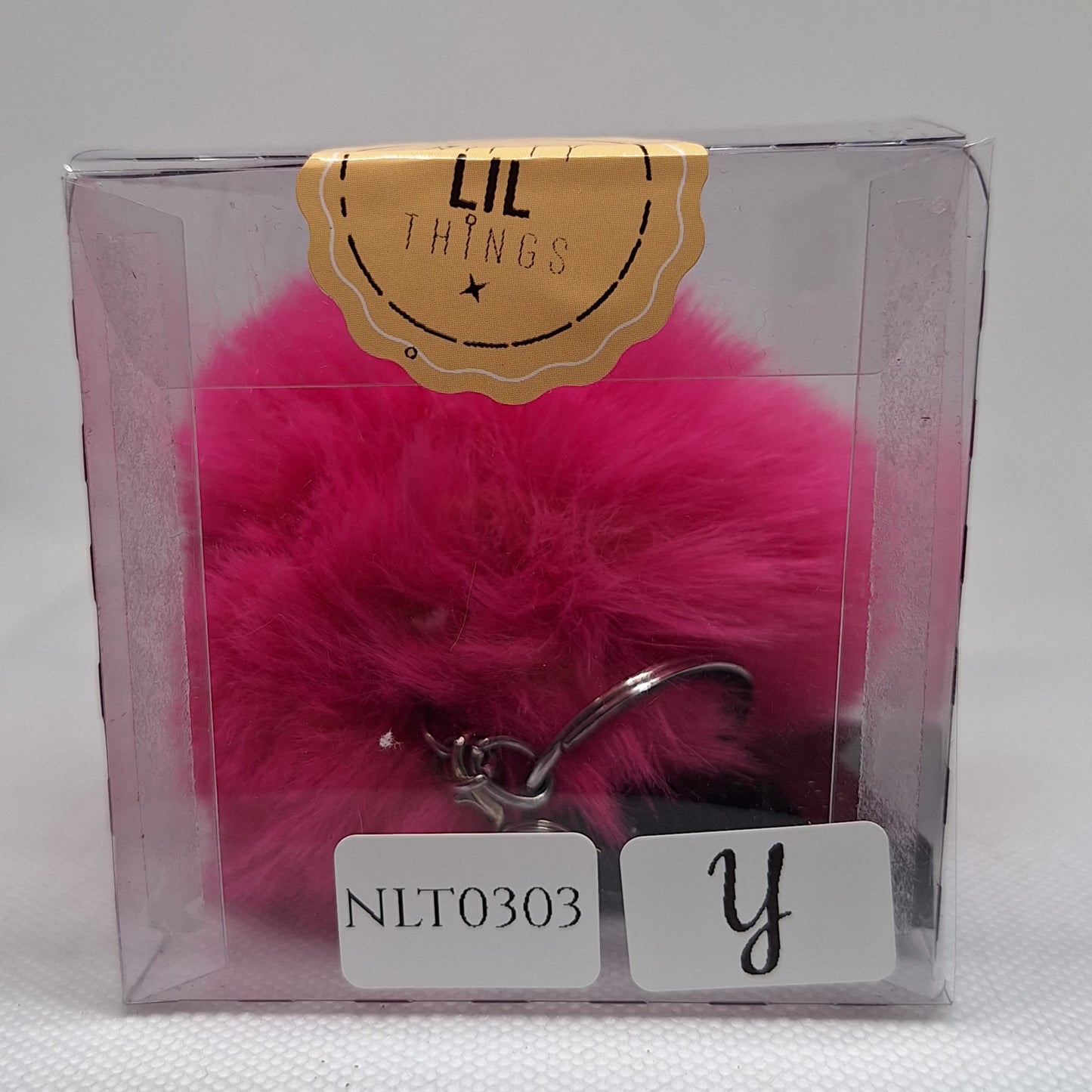 Custom Resin Letter Keychain With a Hot Pink Pom Pom - Y