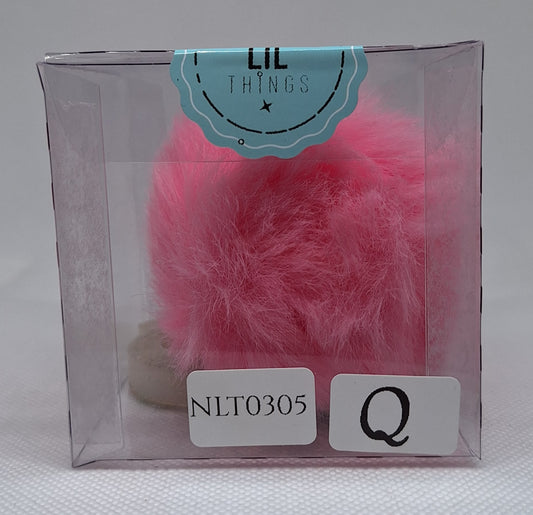 Custom Resin Letter Keychain With a Pink Pom Pom - Q