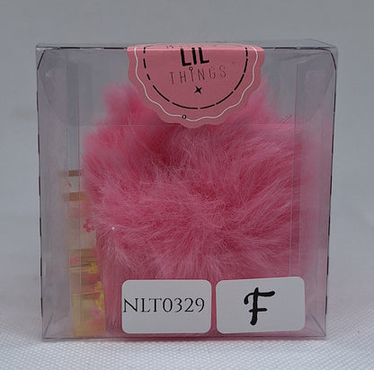 Custom Resin Letter Keychain With a Pink Pom Pom - F