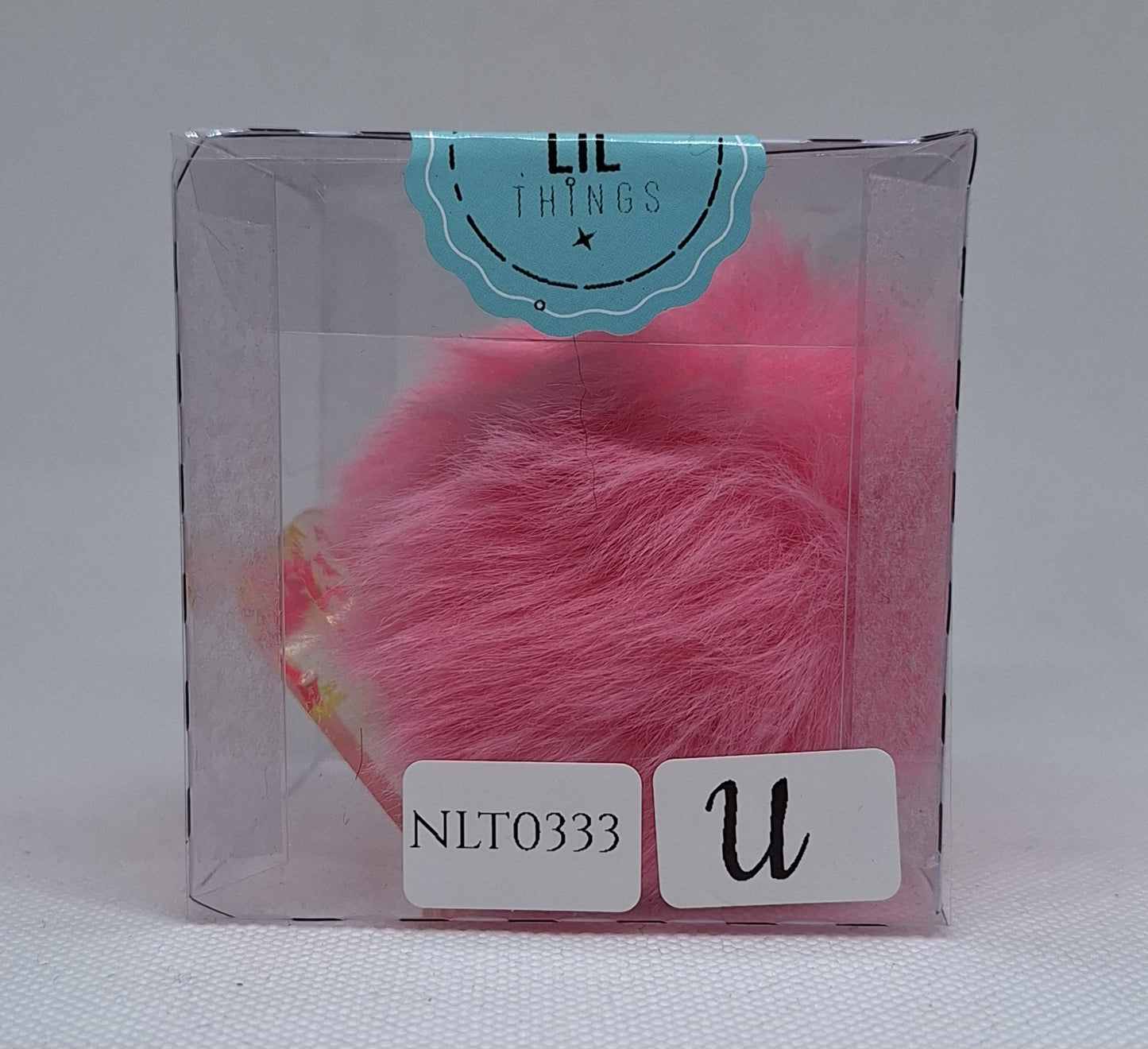 Custom Resin Letter Keychain With a Pink Pom Pom - U