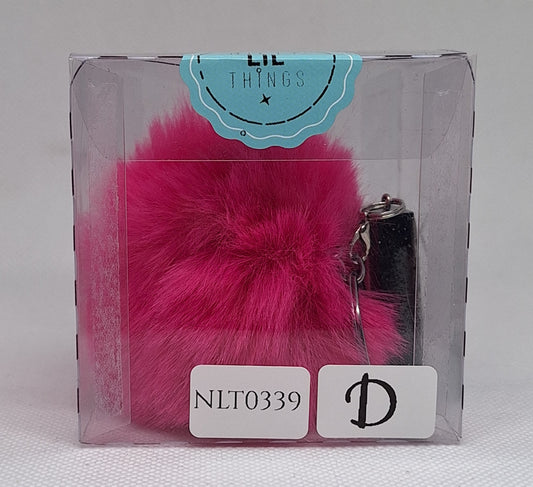 Custom Resin Letter Keychain With a Pink Pom Pom - D