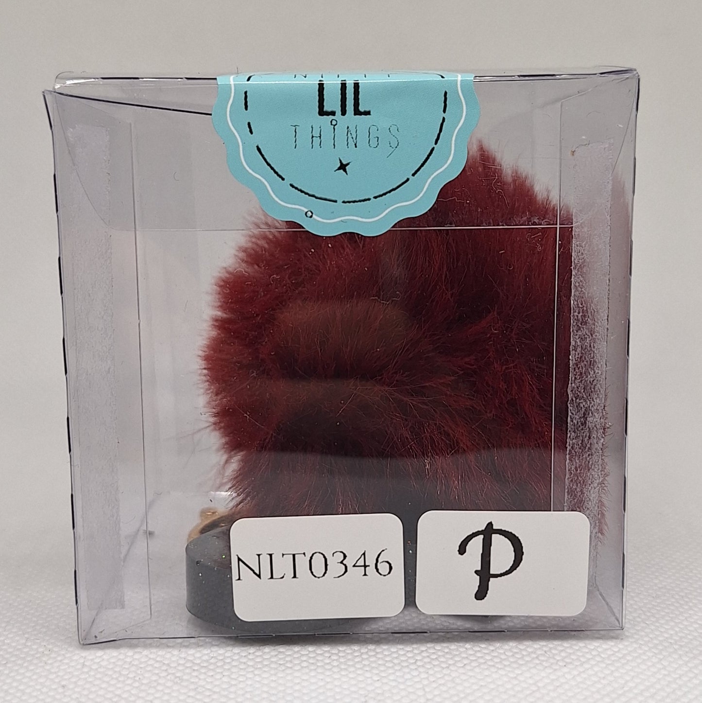 Custom Resin Letter Keychain With a Maroon Pom Pom - P