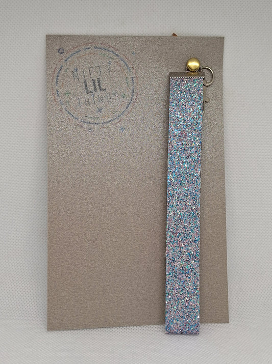 Custom-made Multicolored Silver Glittery Key Chain Accessory