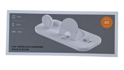 3-in-1 Wireless Charging Dock Station for iPhone, Apple Watch & AirPods - BLACK