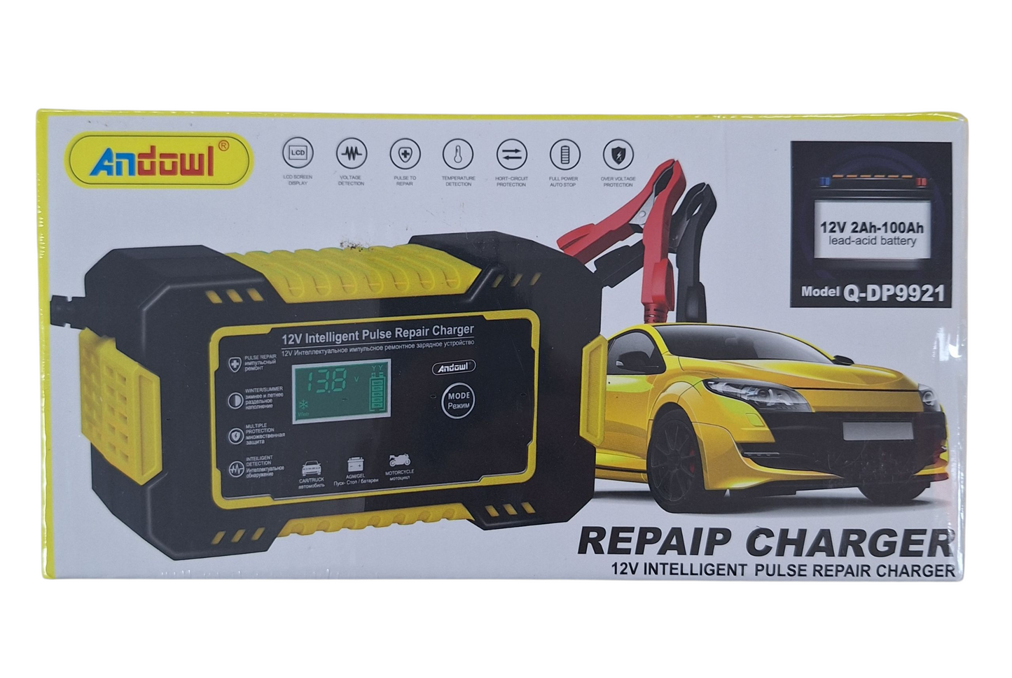 ANDOWL Q-DP9921 12v 6Amp Intelligent Pulse Repair Battery Charger - Restore and Maintain Battery Performance
