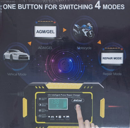ANDOWL Q-DP9921 12v 6Amp Intelligent Pulse Repair Battery Charger - Restore and Maintain Battery Performance