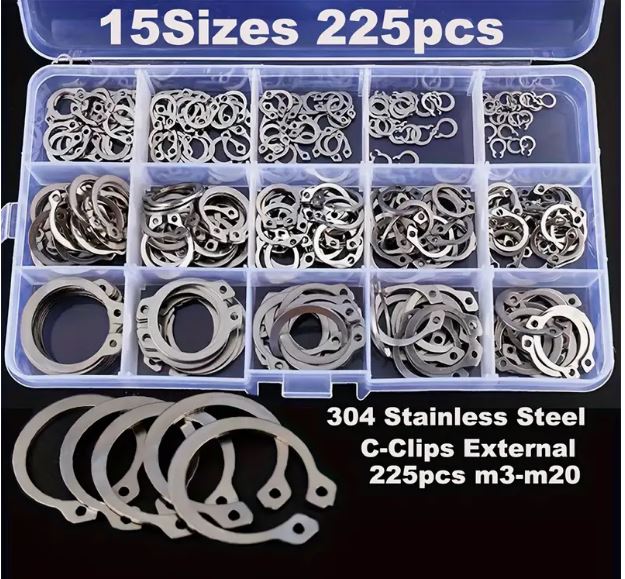 225pcs C-Clips External Fixing Ring Kit