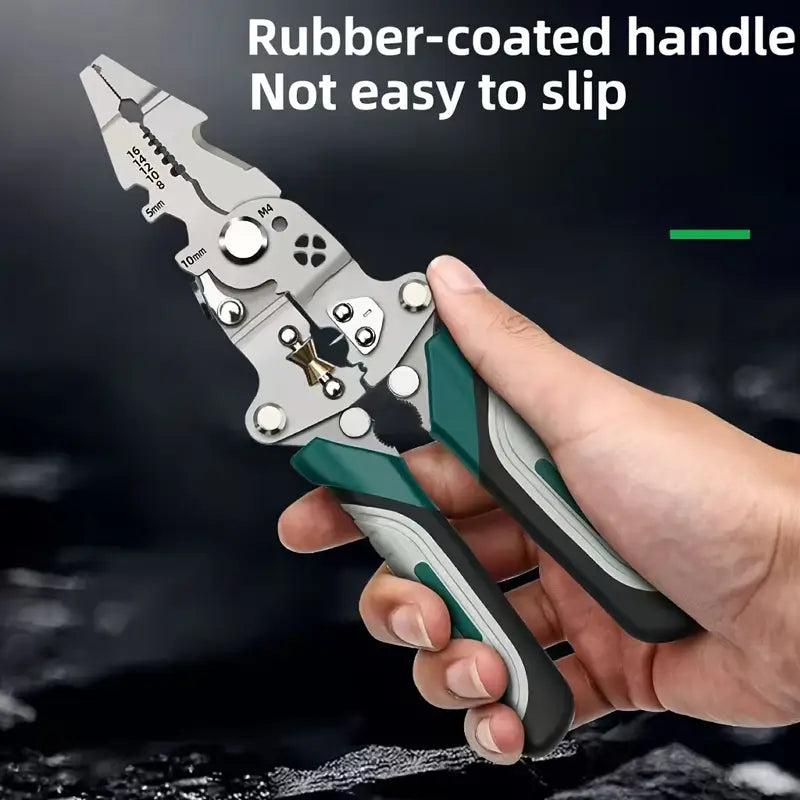 Collapsible Wire Stripping Pliers – Multi-Function Electrician Tool with Crimping, Cutting, and Wrench Features