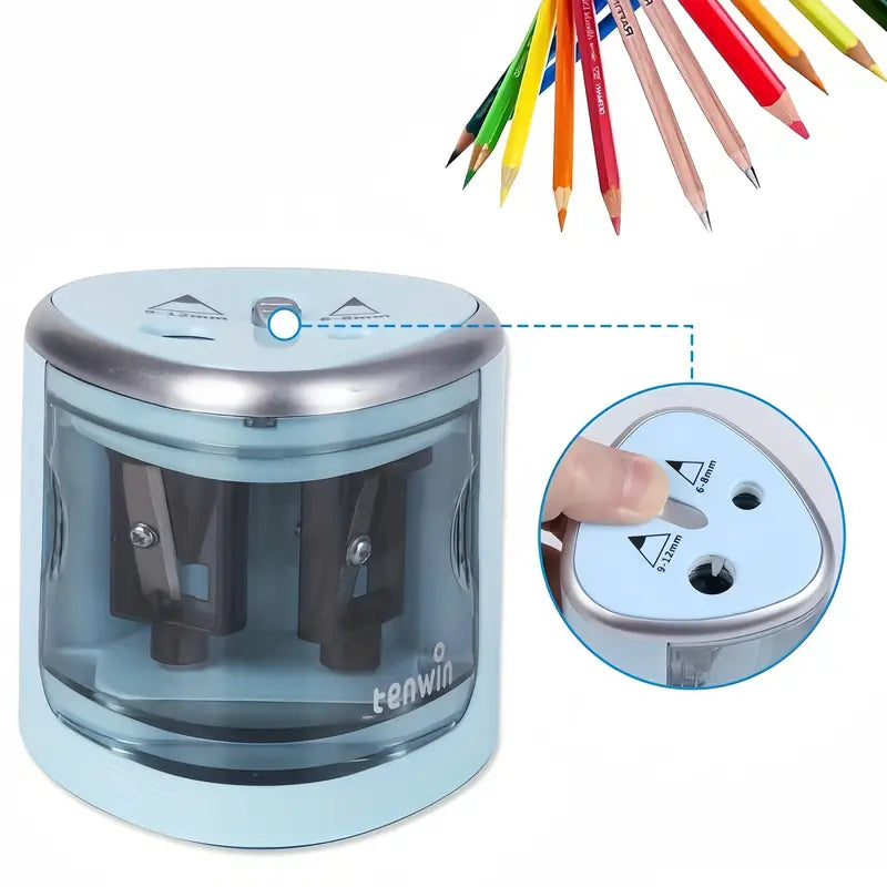 Efficient & Portable Pencil Sharpener: Dual-Slot for Thin & Thick Pencils