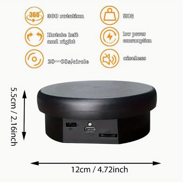 360 Degree Electric Rotating Display Stand - BLACK