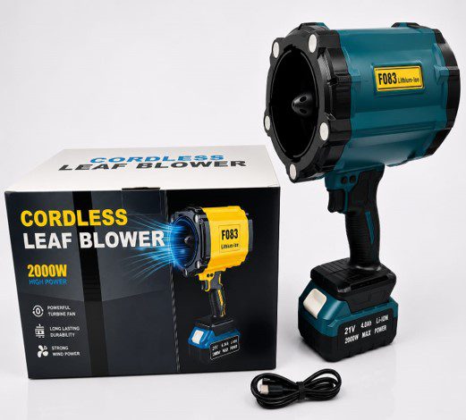 PM-390 Portable Cordless 2000W Powerful Turbo Leaf Blower 21V 4.0ah Battery