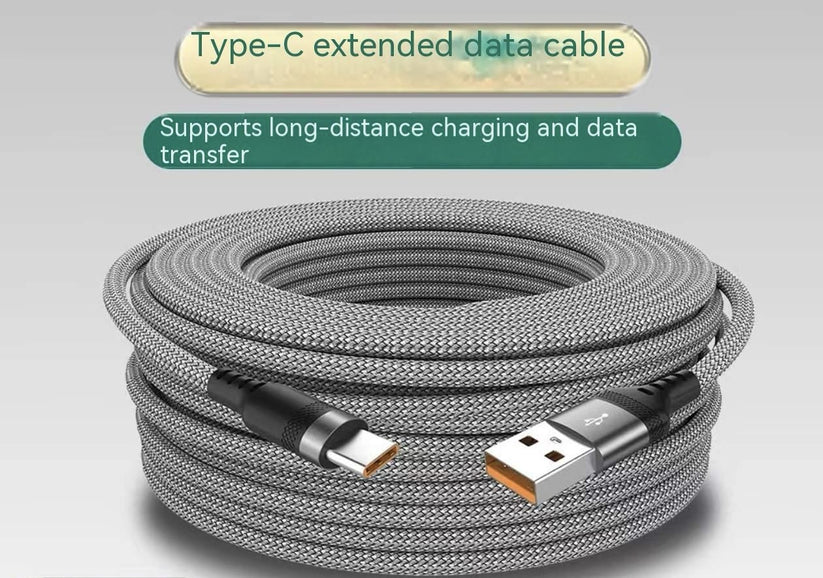 3 Meter USB Type-C Braided Long Distance Data and Charge Cable - Grey