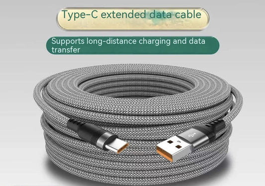 3 Meter USB Type-C Braided Long Distance Data and Charge Cable - Grey