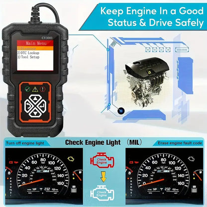 Car OBD2 Code Diagnostic Scanner Reader and Erase Engine Fault Codes