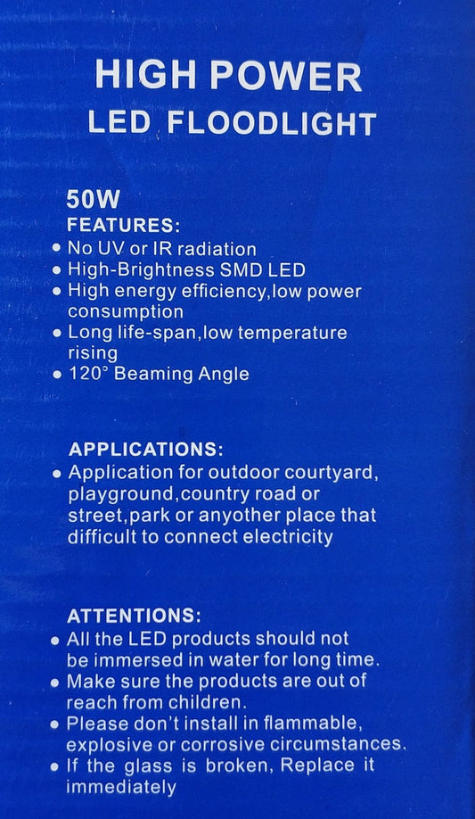Redisson 50Watt SOLAR Outdoor LED Flood Light – Powerful and Energy-Efficient Lighting for Outdoor Spaces - Electromann SA