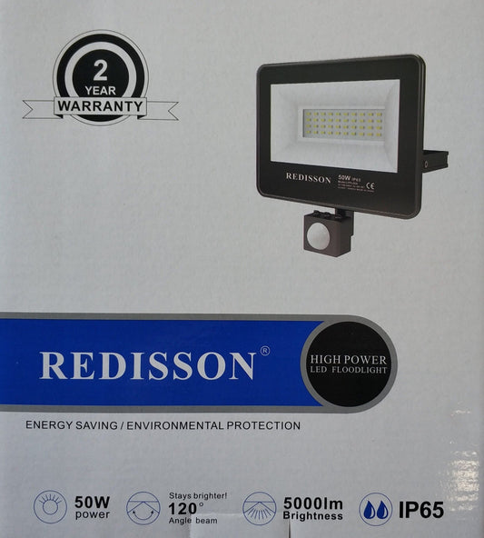 Redisson 50Watt Motion Sensing 220v AC Outdoor LED Flood Light - Electromann SA