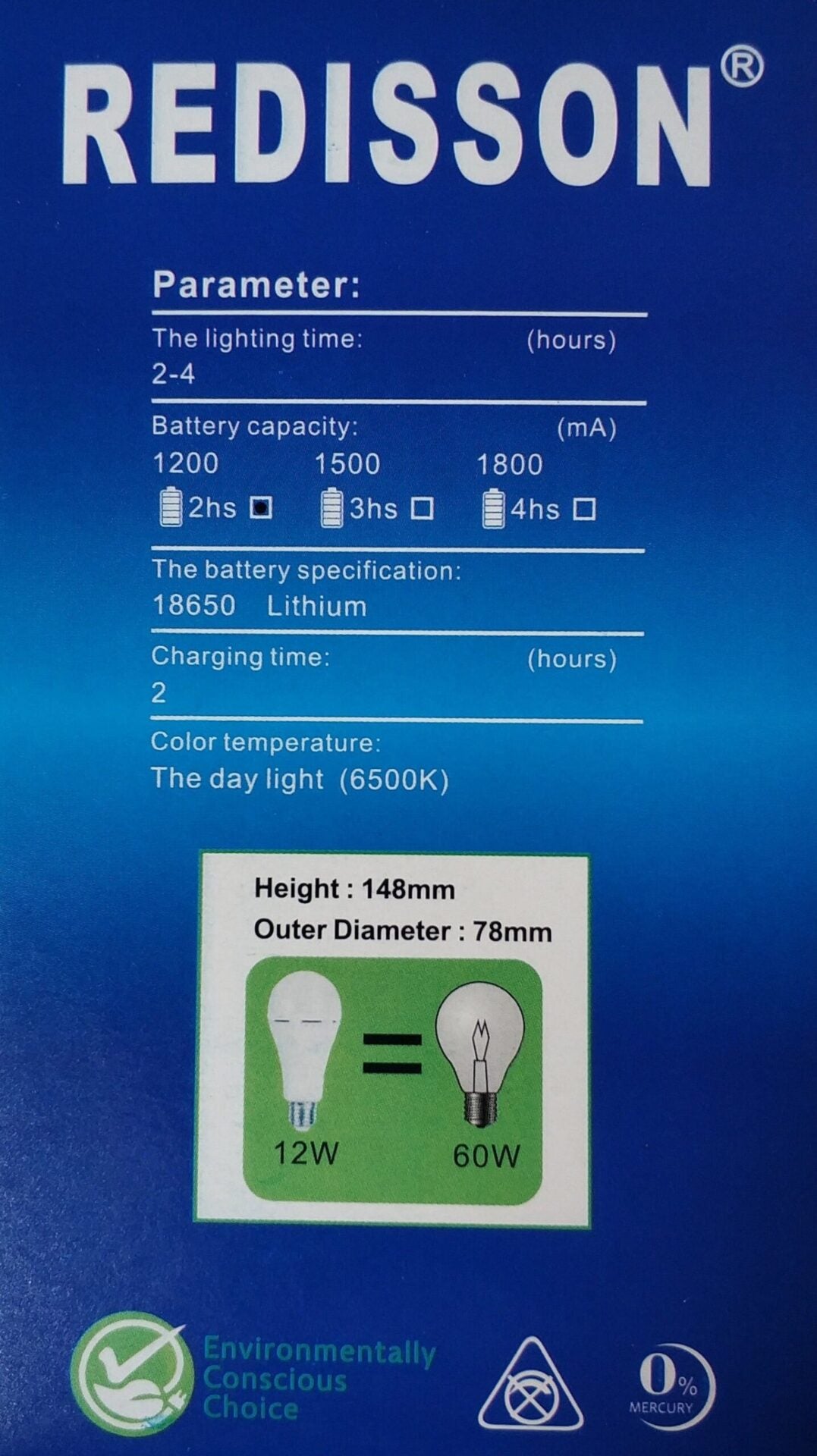 REDISSON 12 watt B22 Super Bright Smart Rechargeable Emergency LED bulb - Electromann SA