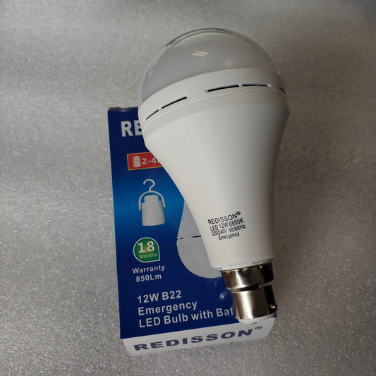 REDISSON 12 watt B22 Super Bright Smart Rechargeable Emergency LED bulb - Electromann SA