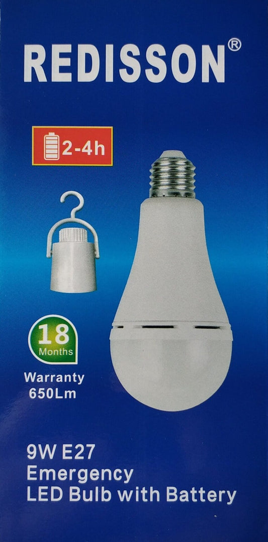 REDISSON 9 watt E27 Super Bright Smart Rechargeable Emergency LED bulb - Electromann SA