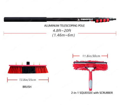 6Meter Pole Brush with Squeegee Solar Panel/Window Cleaning Kit