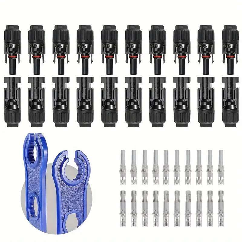 10 Pairs Solar Panel Connector Solar Connector Male/Female Plug With 2pcs Wrench