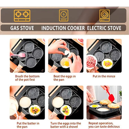 1pc Versatile 4-Hole Non-Stick Frying Pan